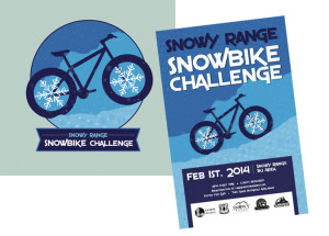 SnowBike Challenge logo, poster, and t-shirt
